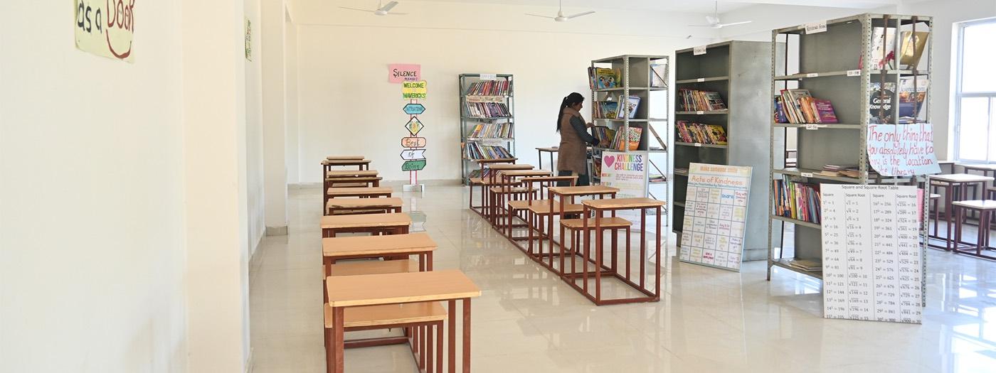 Library shelves and reading tables