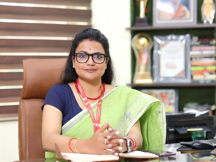 Mrs. Nidhi Tripathi, Principal, at her desk